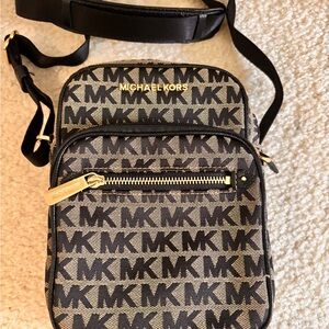 Michael Kors Black and Tan Logo Belt Bag
